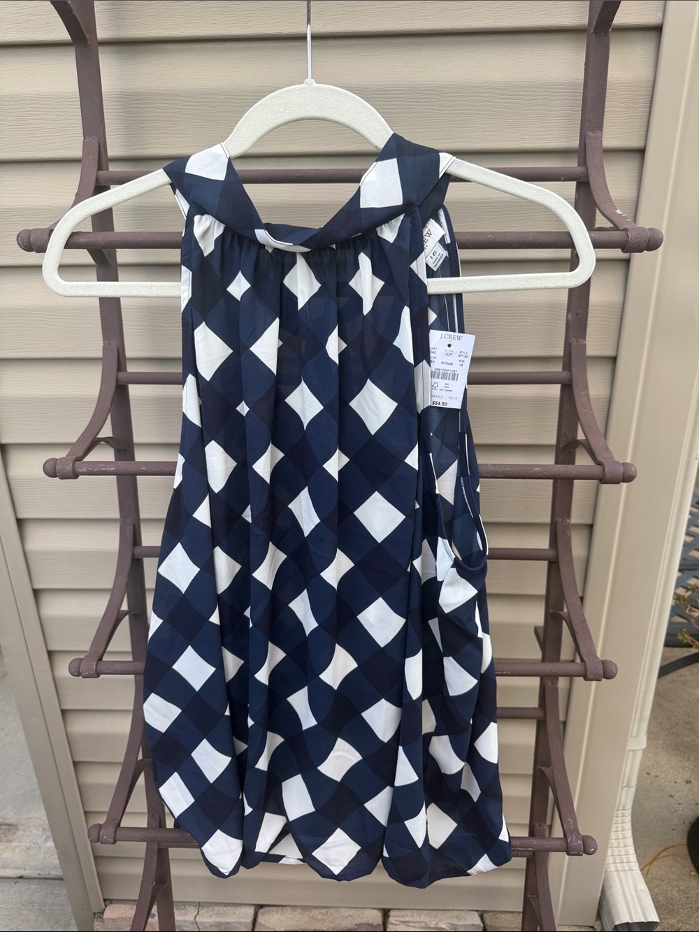 J. Crew Navy and White Gingham Halter Dress for Kids